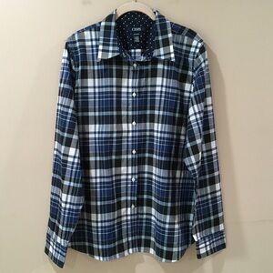 Chaps womens XL Shirt Top No Iron Long Sleeve Plaid Blue Western Barn Preppy